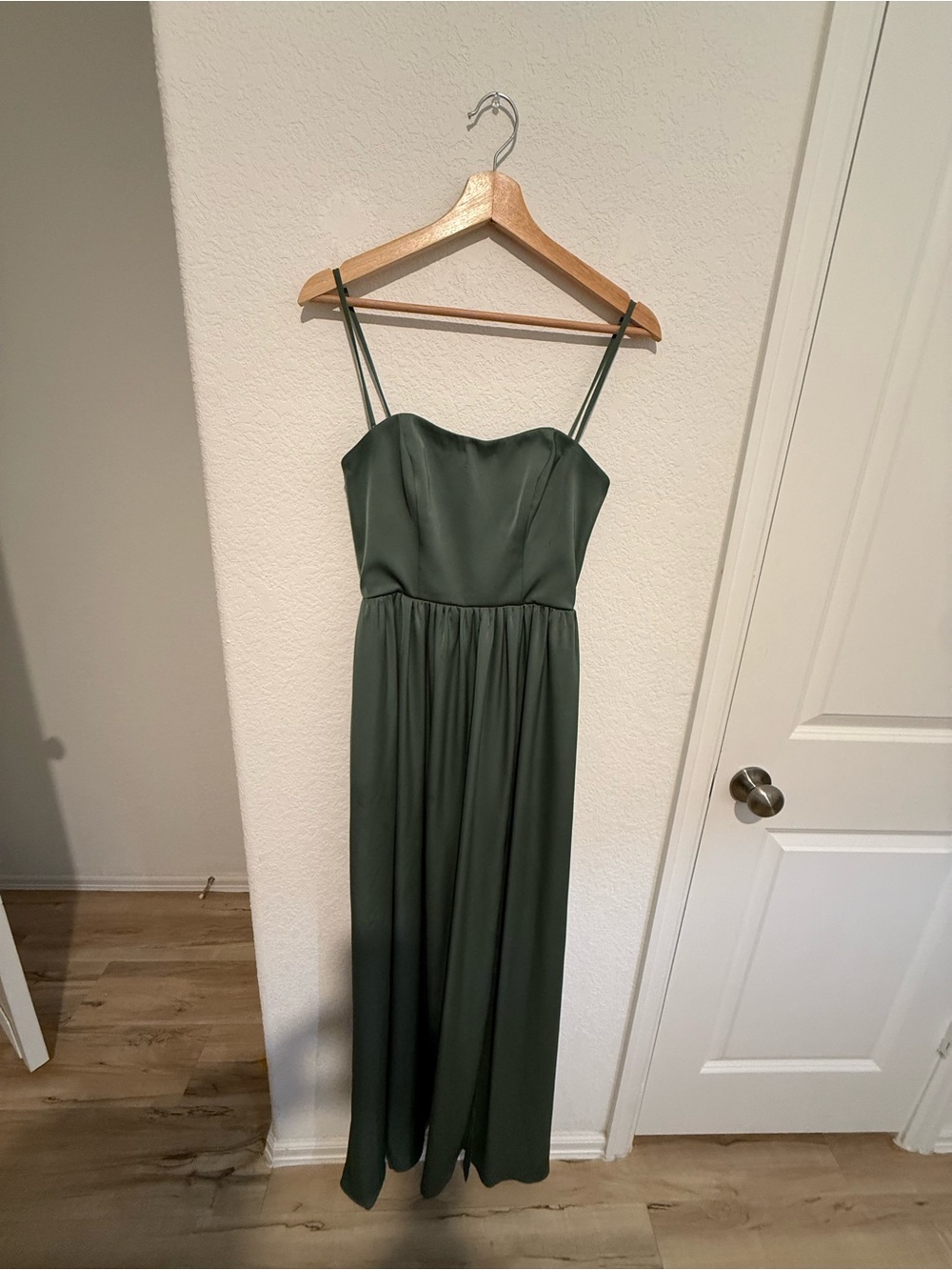 Azazie - Spaghetti Strap Green Maxi Dress